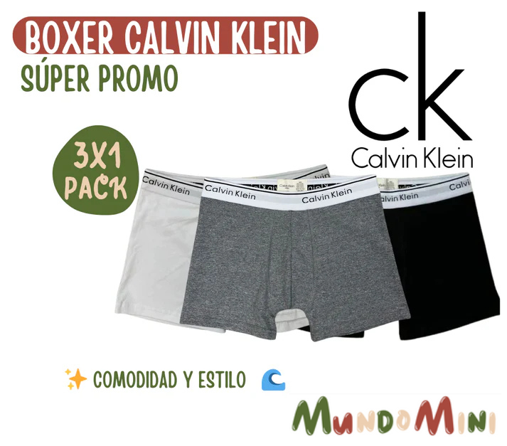 Pack 3x1 Boxers Calvin Klein - Niños